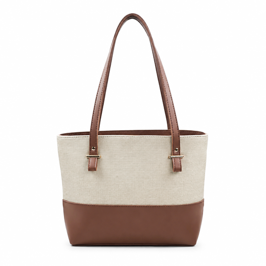 Canvas Classic Combo Tote set of 2 Beige & Brown