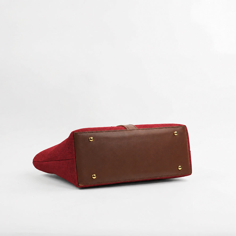 Mira Canvas Bag Maroon & Brown