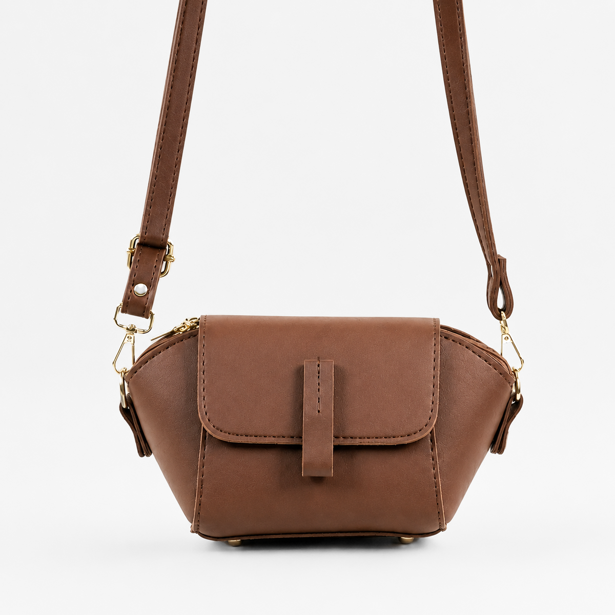 Mini Flap Crossbody Bag Brown