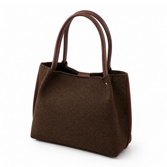 Daily Tote Canvas Bag - Premium Woven Fabric Brown