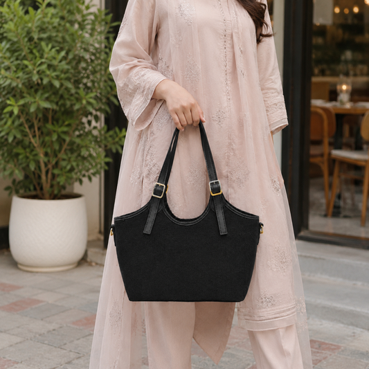 Bucket Canvas Tote Bag Black