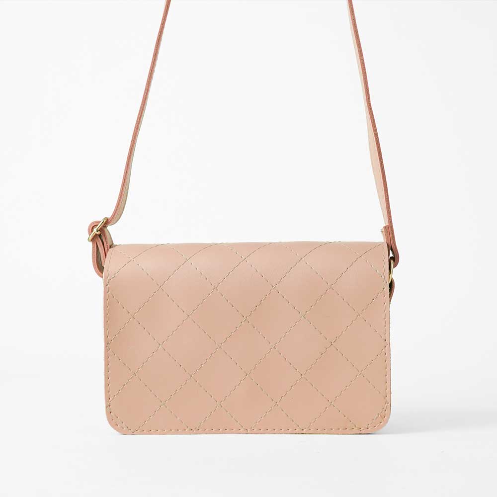Cross Stitch Crossbody Bag Peach