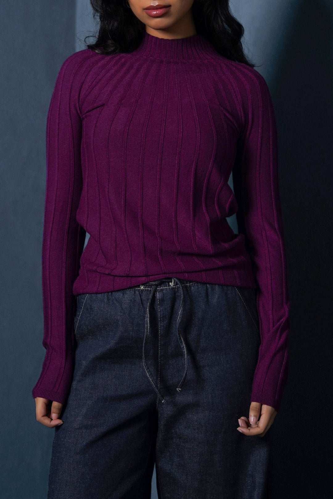Ribbed Mock Neck Sweater