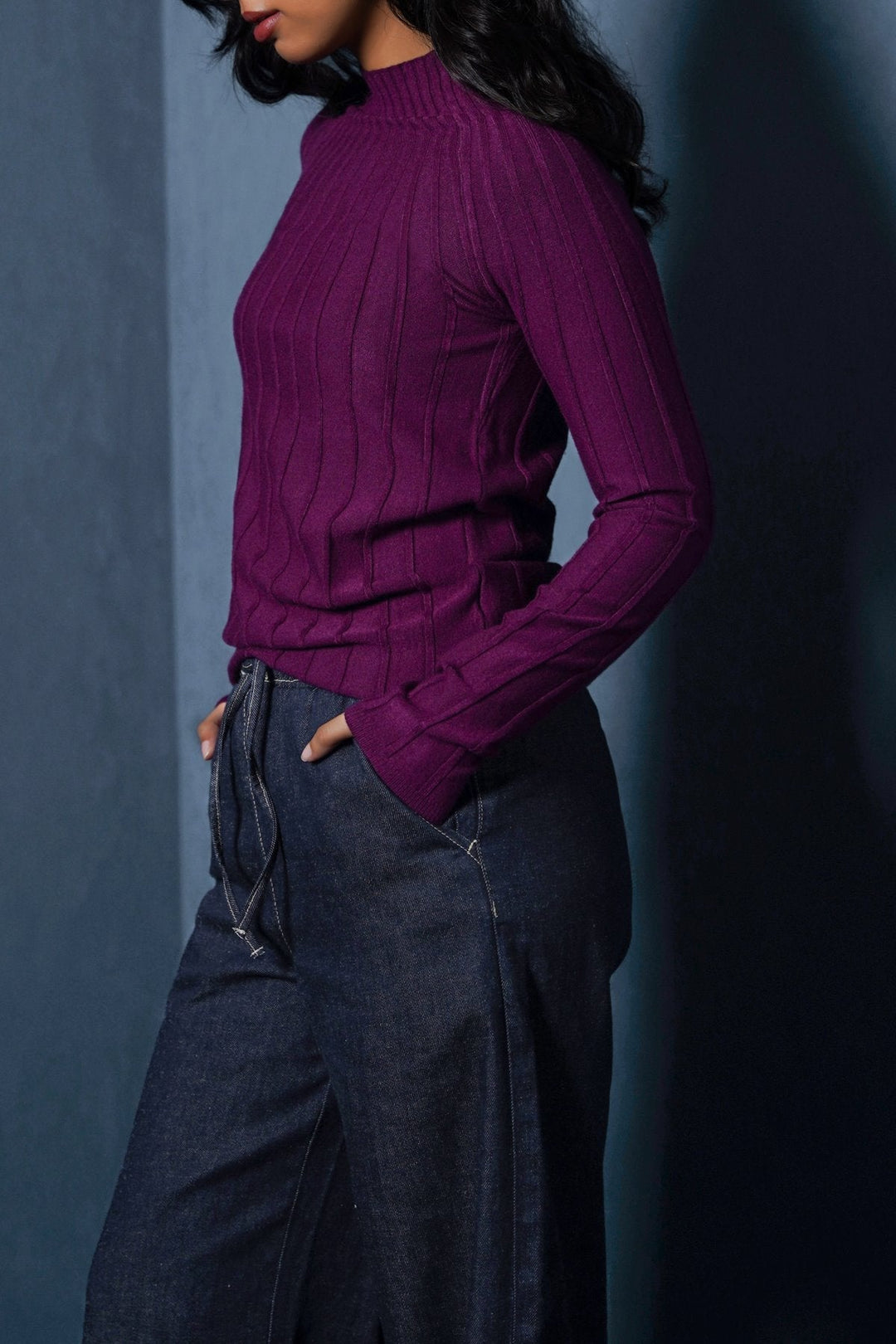 Ribbed Mock Neck Sweater