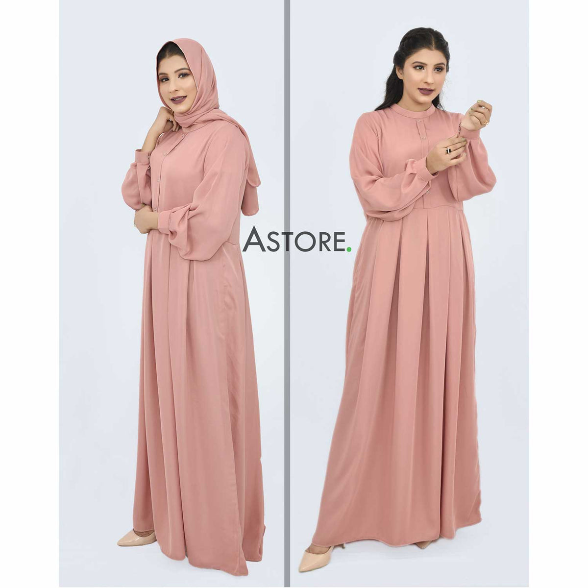 Puff Sleeves Front Open Abaya (pink) Online in Pakistan – Astore®