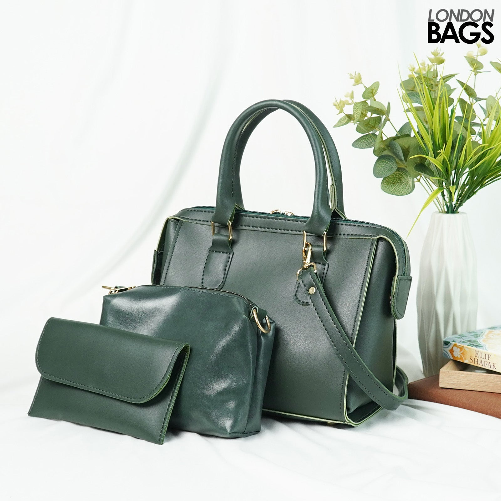 Olive Bag Set of 3 Green