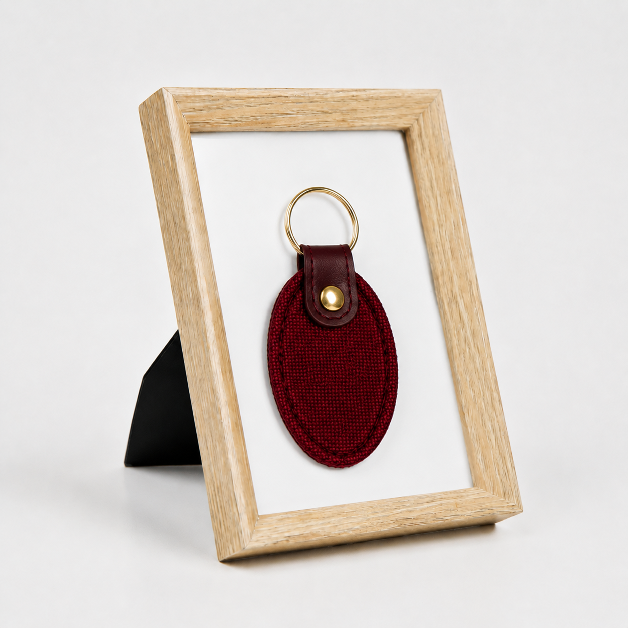 Canvas Oval Shape Keychain