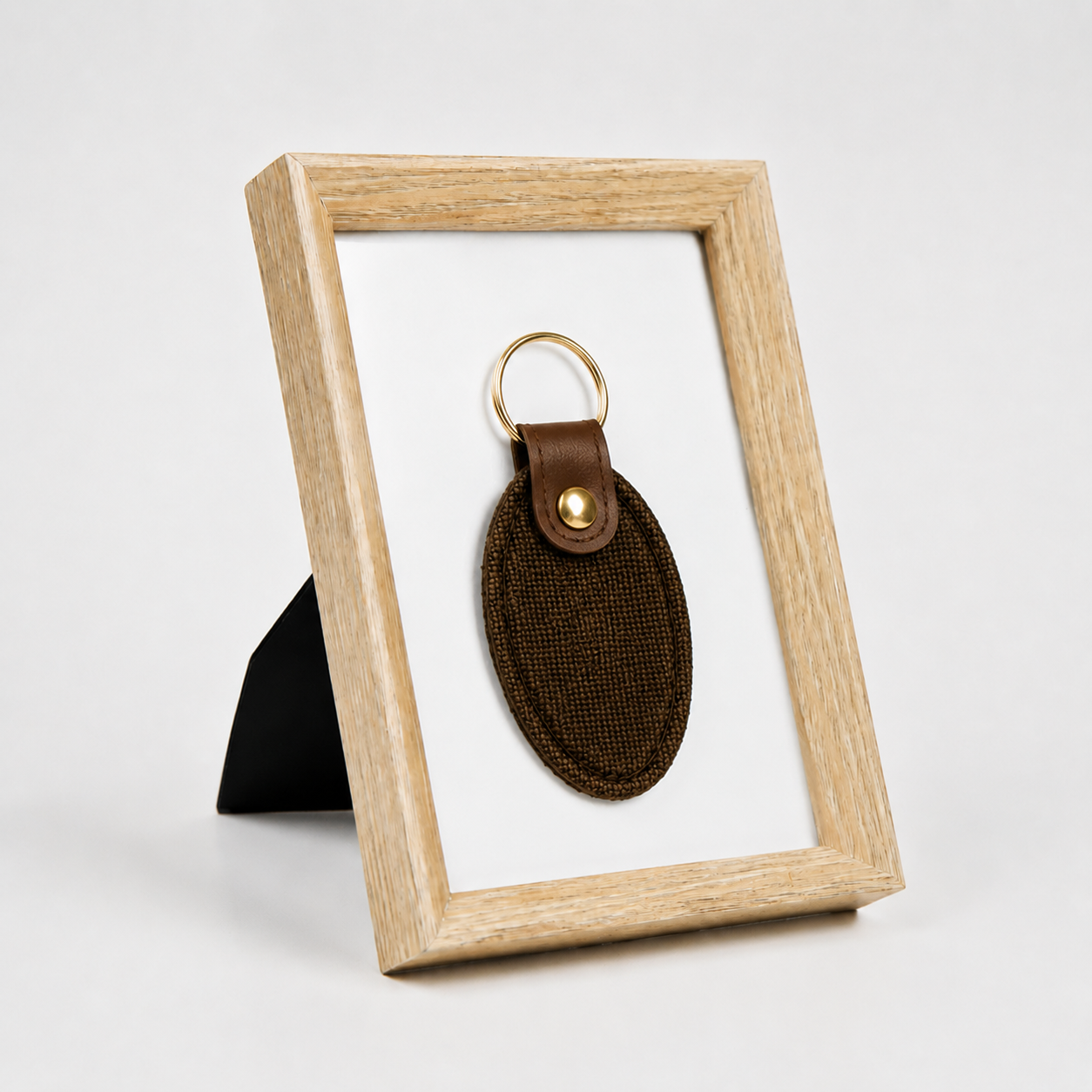Canvas Oval Shape Keychain