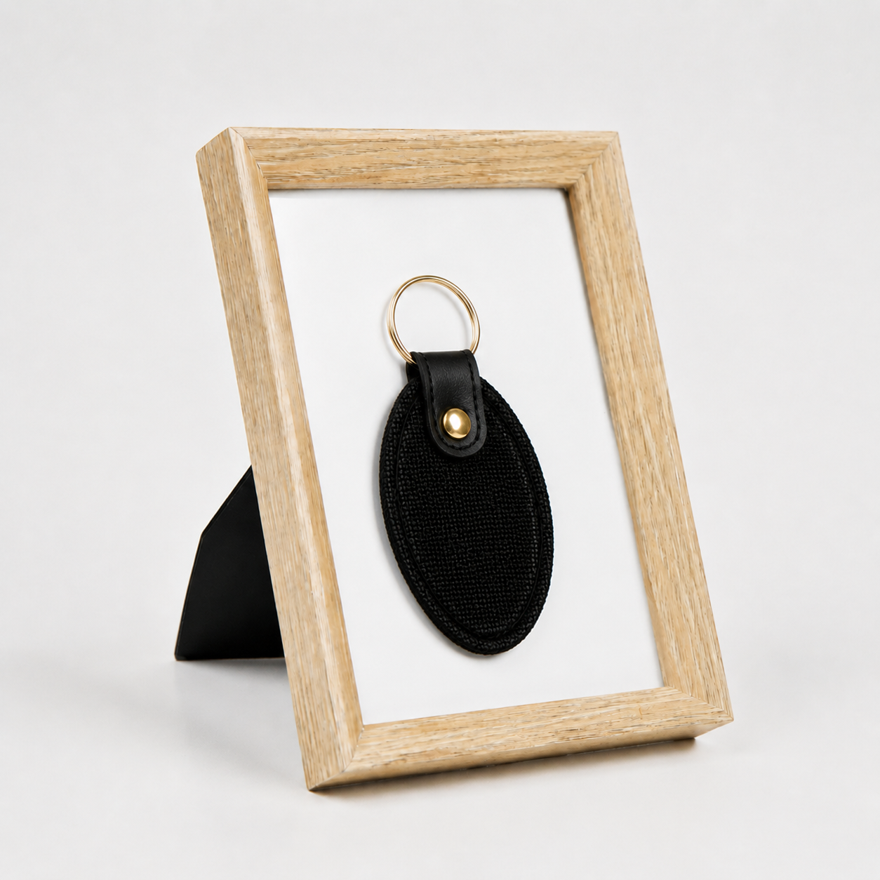 Canvas Oval Shape Keychain