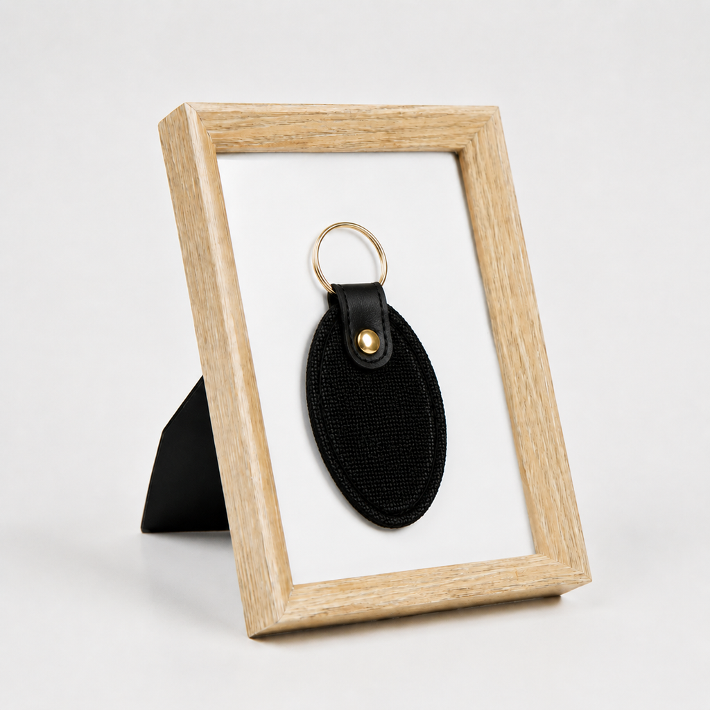 Canvas Oval Shape Keychain