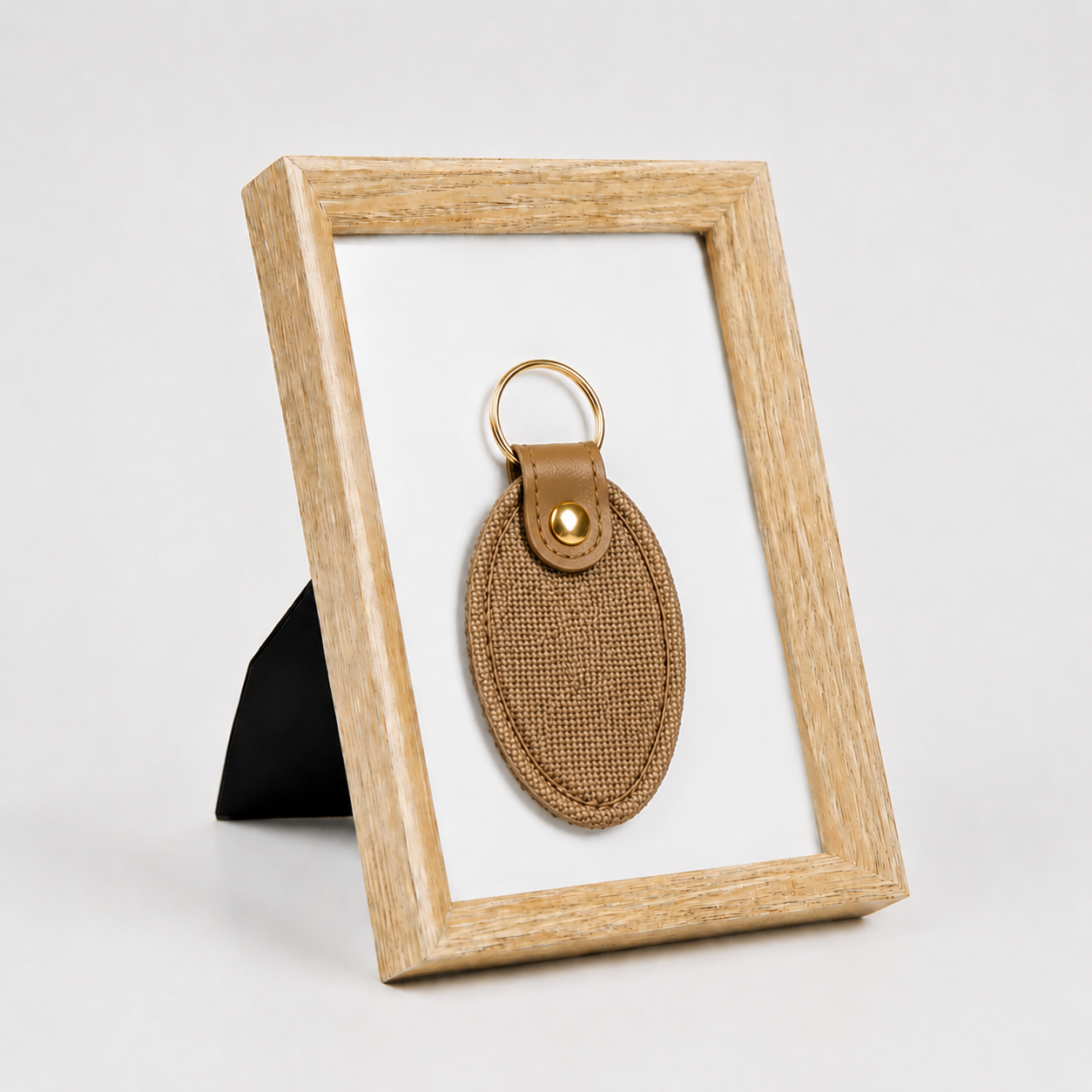 Canvas Oval Shape Keychain