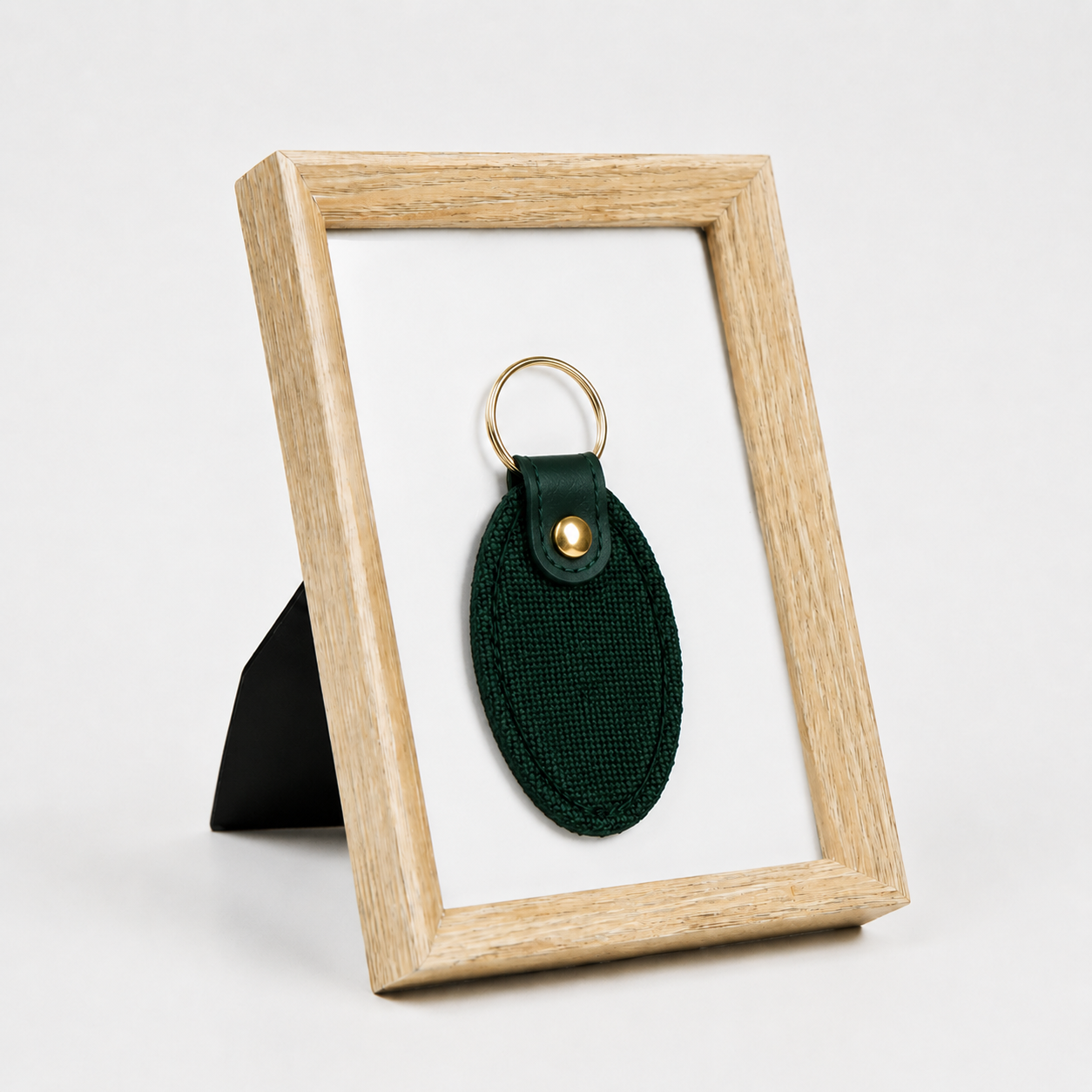 Canvas Oval Shape Keychain