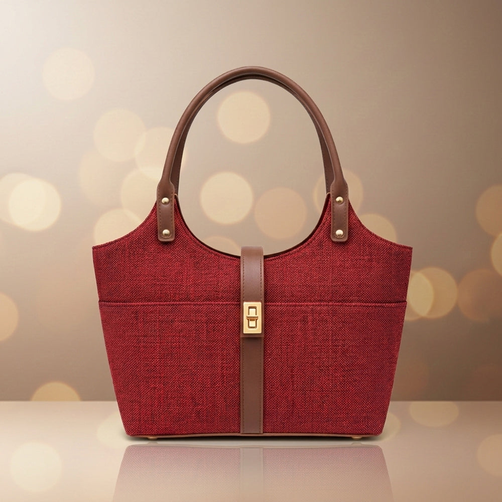 Mira Canvas Bag Maroon & Brown