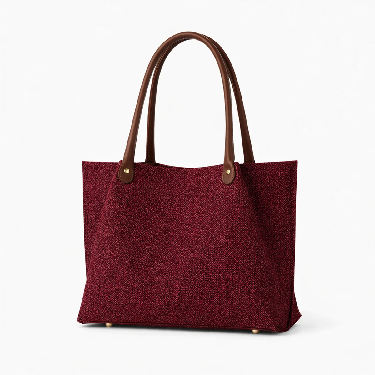 Daily Tote Bag - Premium Woven Fabric Brown & Maroon