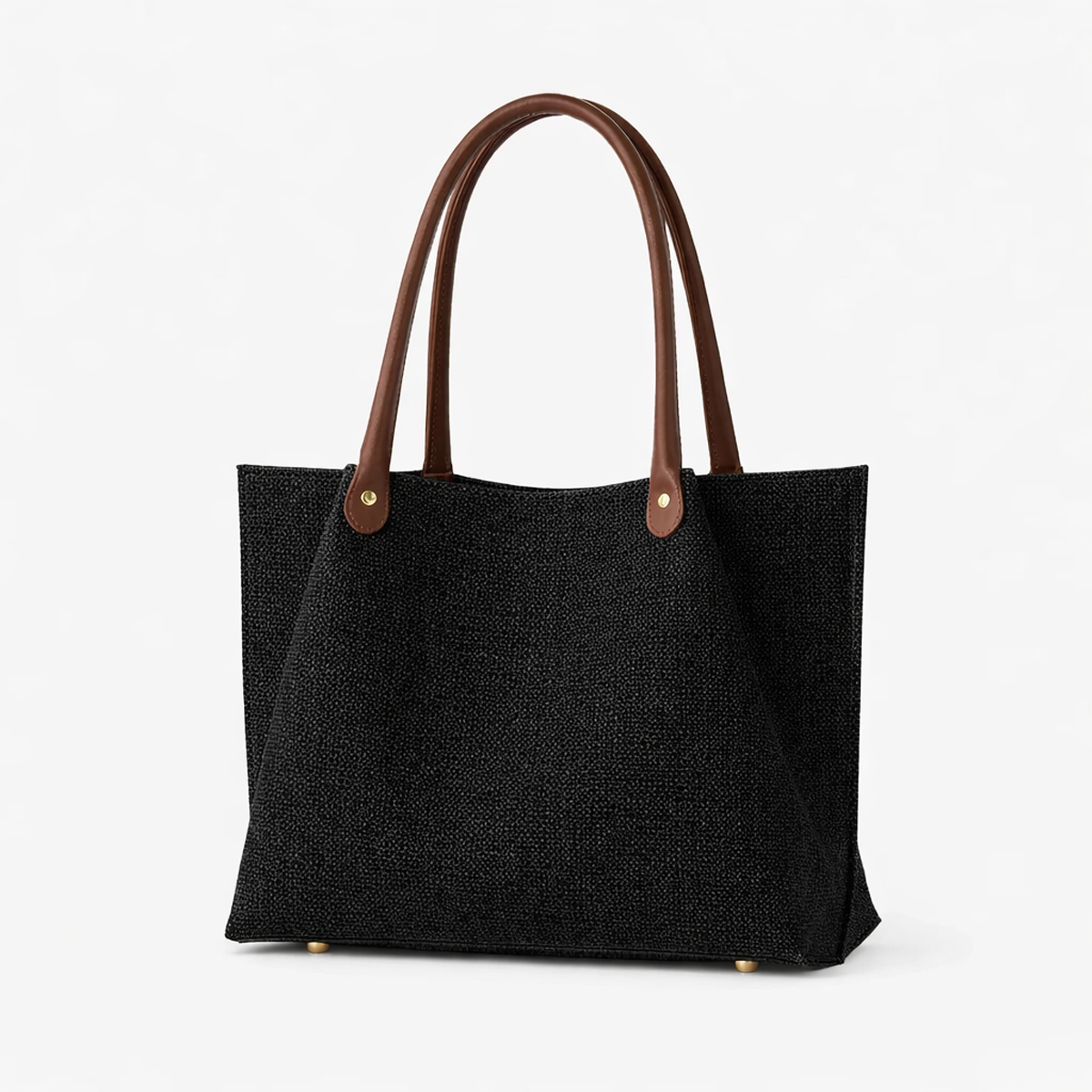 Daily Tote Bag - Premium Woven Fabric Brown Black