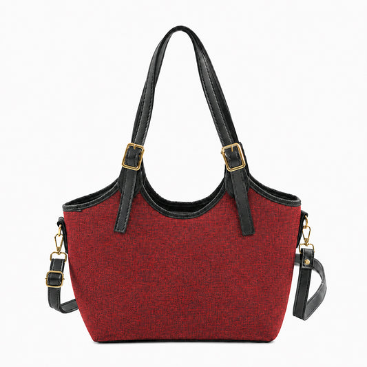 Bucket Canvas Tote Bag Maroon & Black