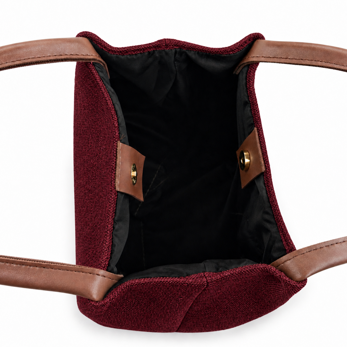 Daily Tote Bag - Premium Woven Fabric Maroon & Brown