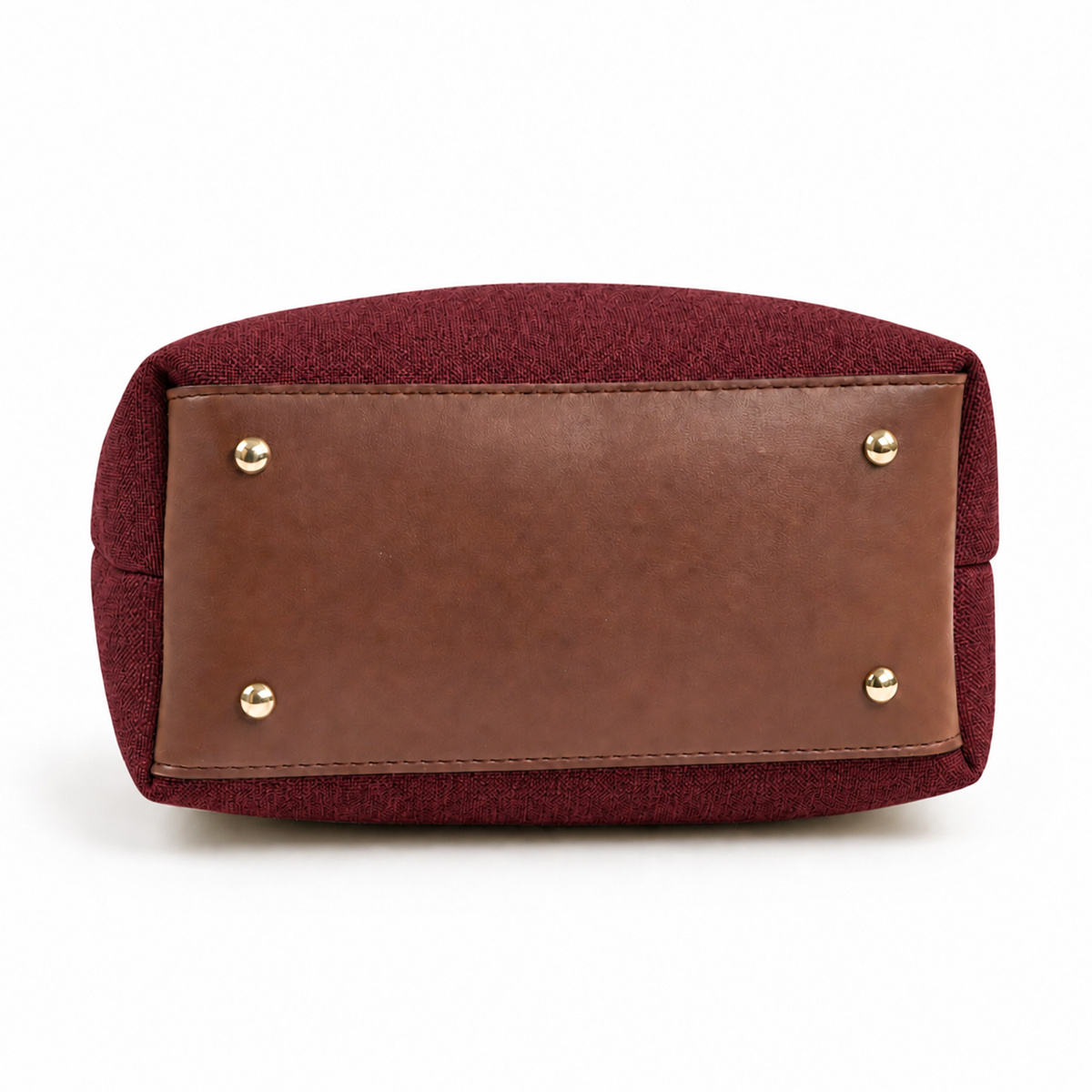Daily Tote Bag - Premium Woven Fabric Maroon & Brown