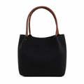 Daily Tote Bag - Premium Woven Fabric Black & Brown