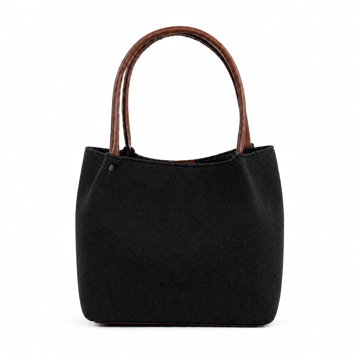 Daily Tote Bag - Premium Woven Fabric Black & Brown