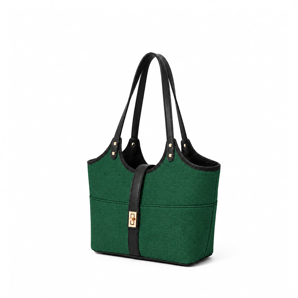 Mira Canvas Bag Green & black