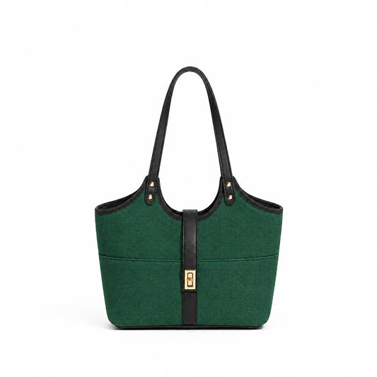 Mira Canvas Bag Green & black