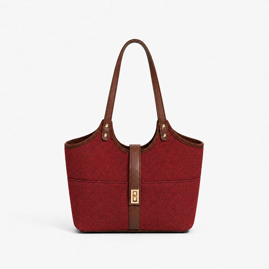 Mira Canvas Bag Maroon & Brown