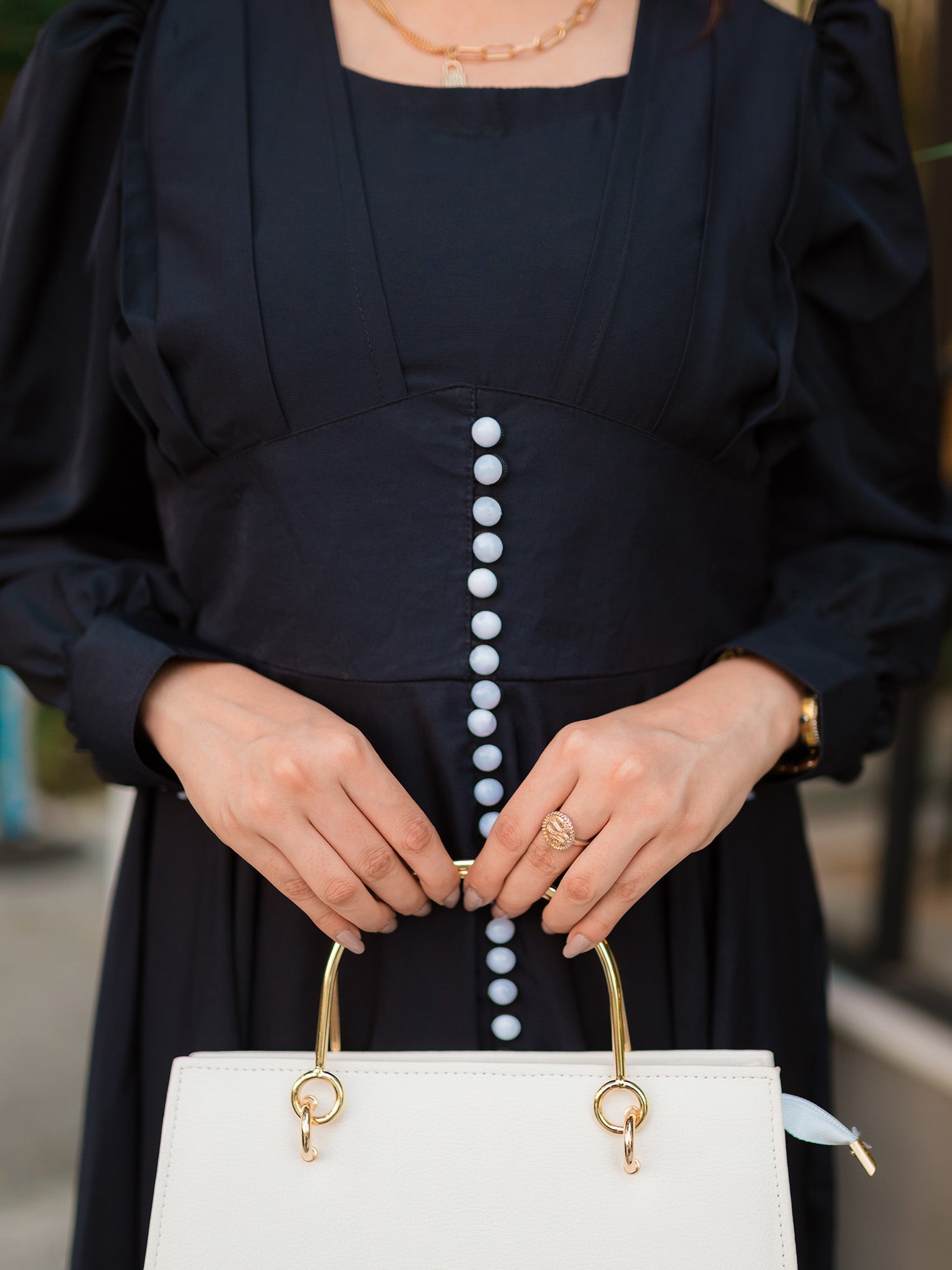 Cross button down maxi dress (black)