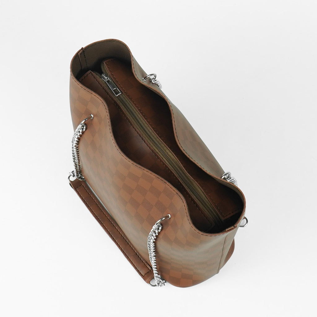 Verona Tote Bag Brown (checkered)