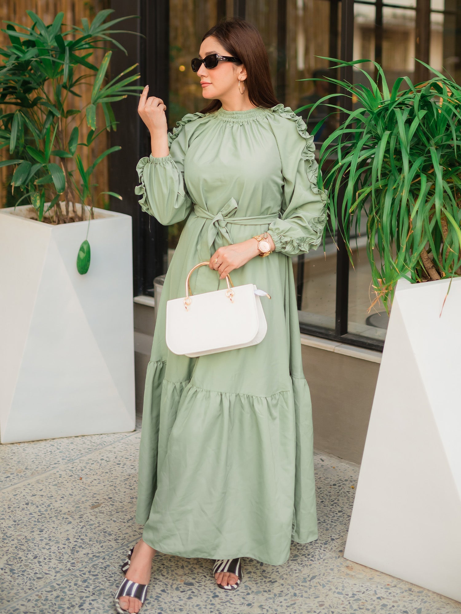 Feather maxi dress (Pastel)