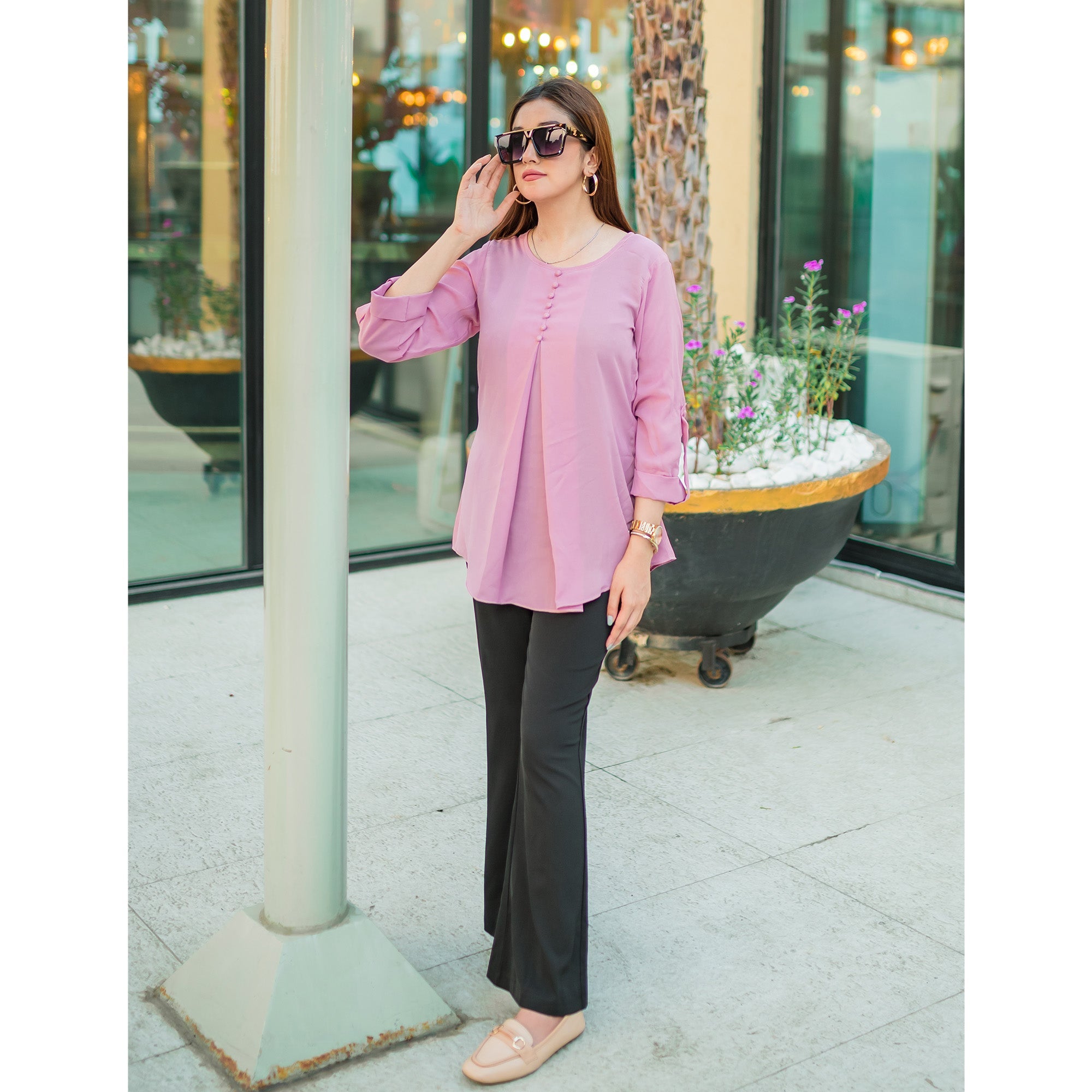 Button down top shirt (pink)