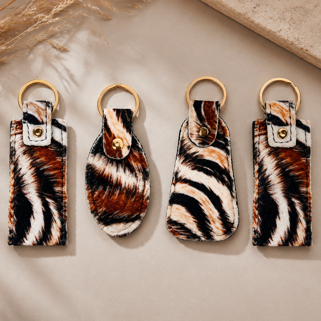 Tiger Canvas Keychains