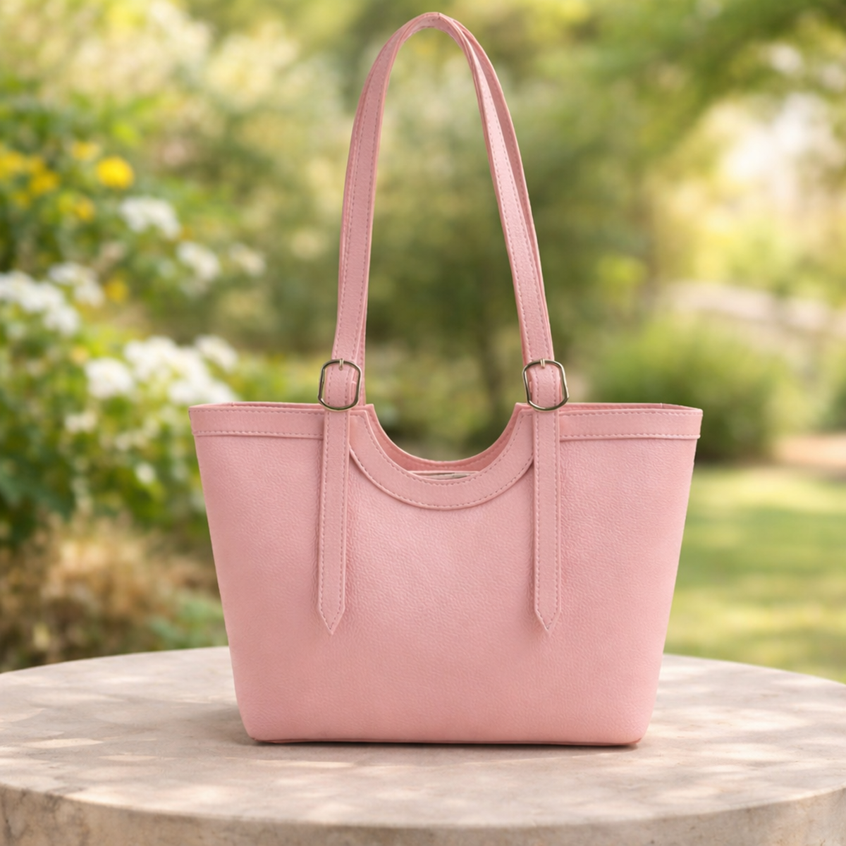 Caramel Curve Tote Bag Peach