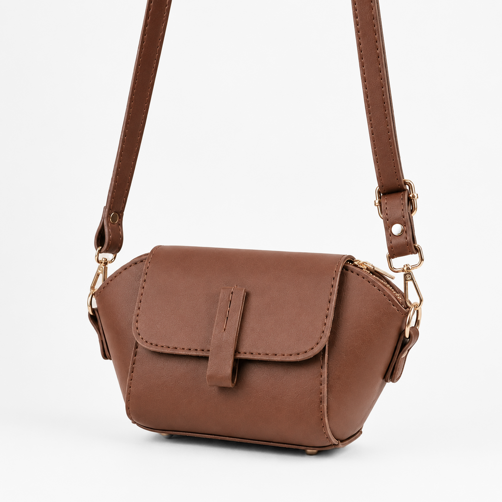 Mini Flap Crossbody Bag Brown