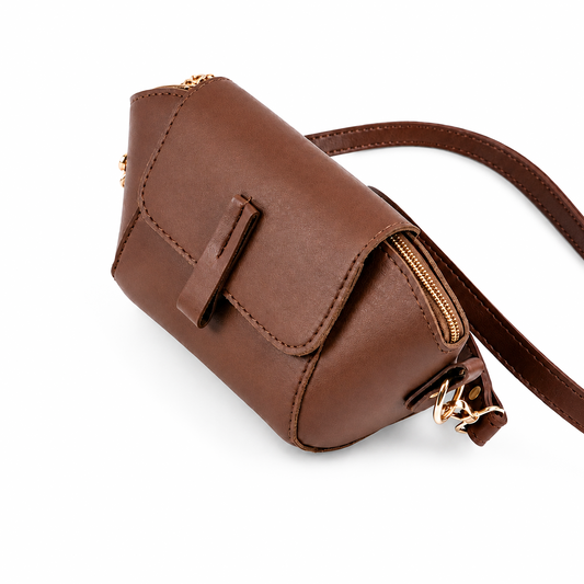 Mini Flap Crossbody Bag Brown