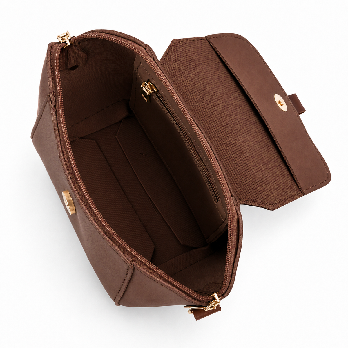 Mini Flap Crossbody Bag Brown