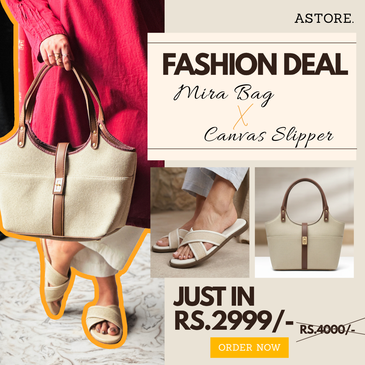 Summer Luxe Combo – Handbag + Canvas Slipper