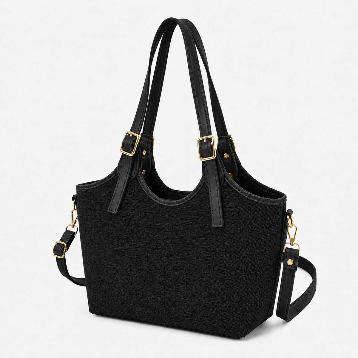 Bucket Canvas Tote Bag Black