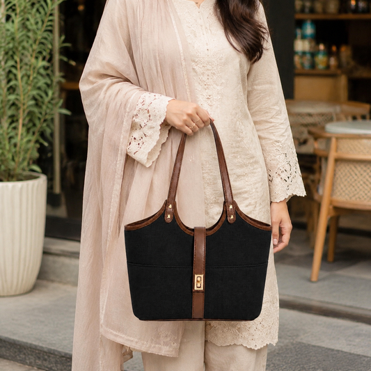 Mira Canvas Bag black & brown