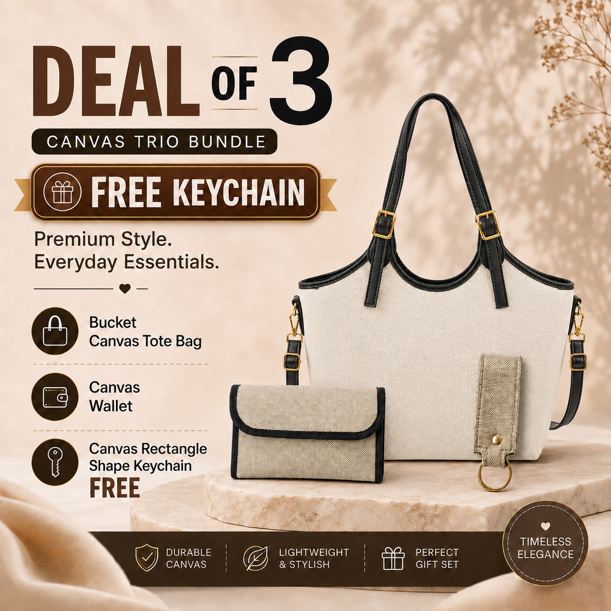 Bucket Canvas - Trio Deal Beige