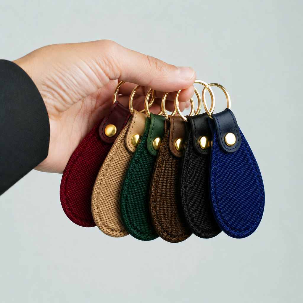 Canvas Oval Shape Keychain