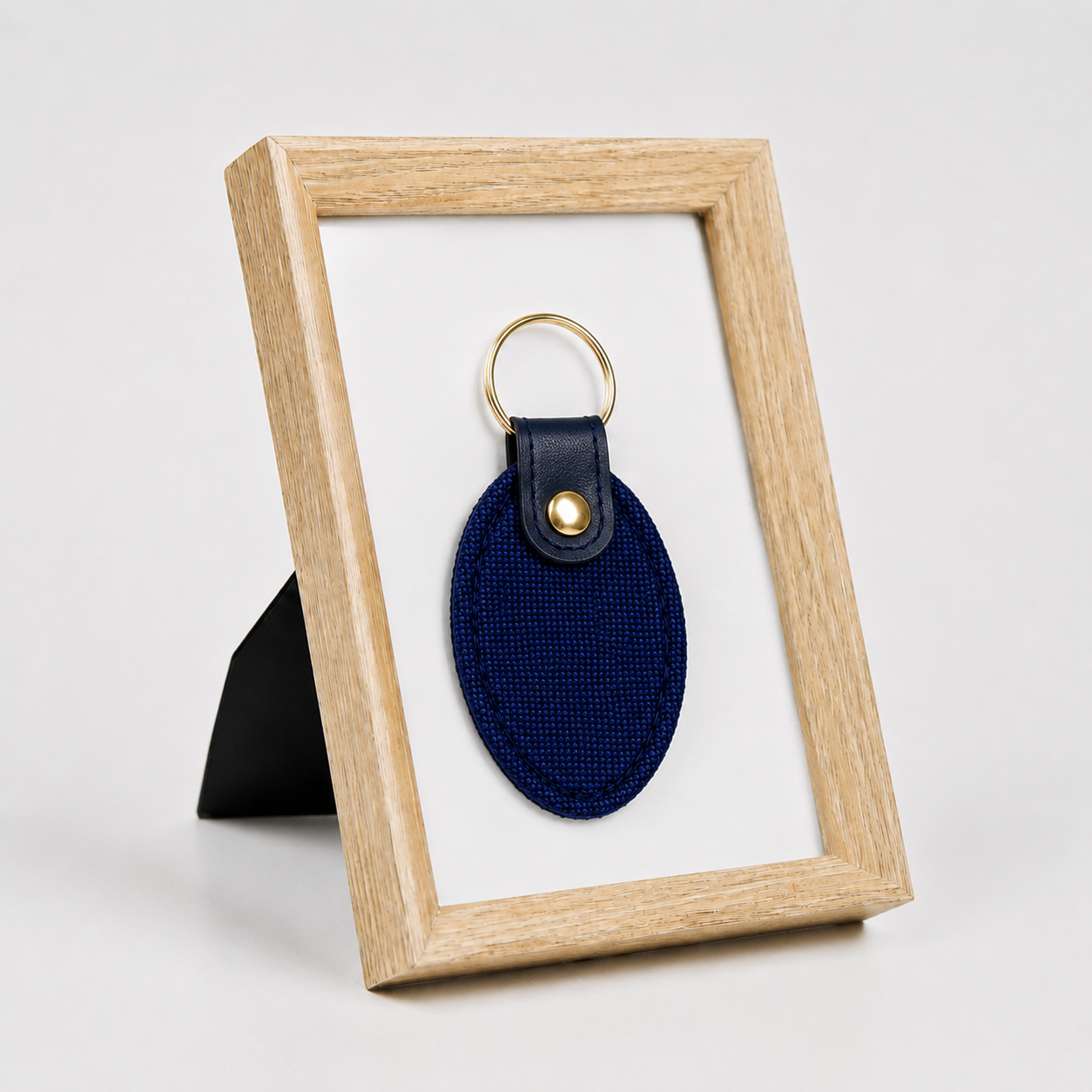 Canvas Oval Shape Keychain