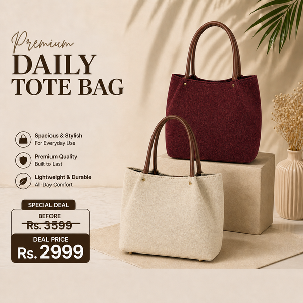 Daily Tote Canvas - Duo Deal (Maroon + Beige)