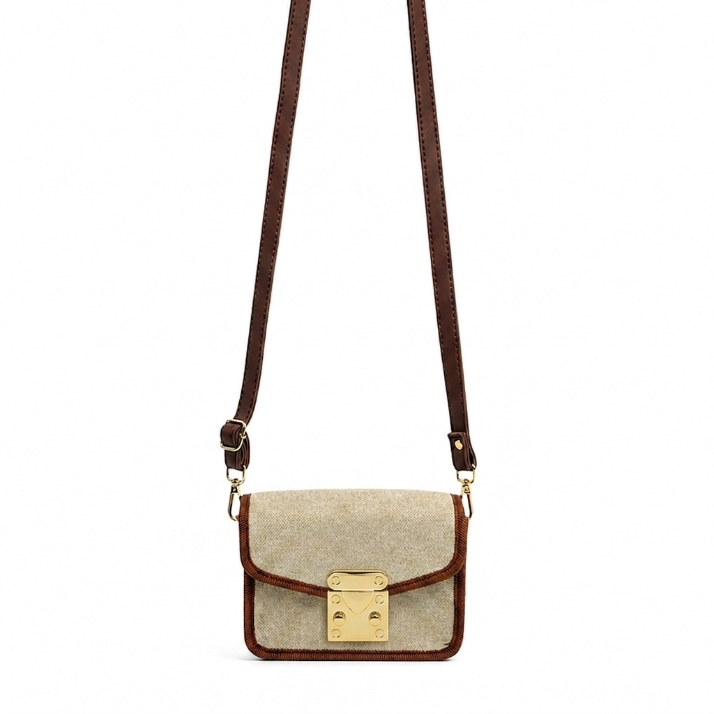 Mini Canvas CrossBody Bag Beige