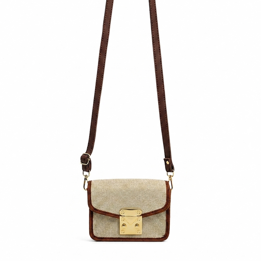 Mini Canvas CrossBody Bag Beige
