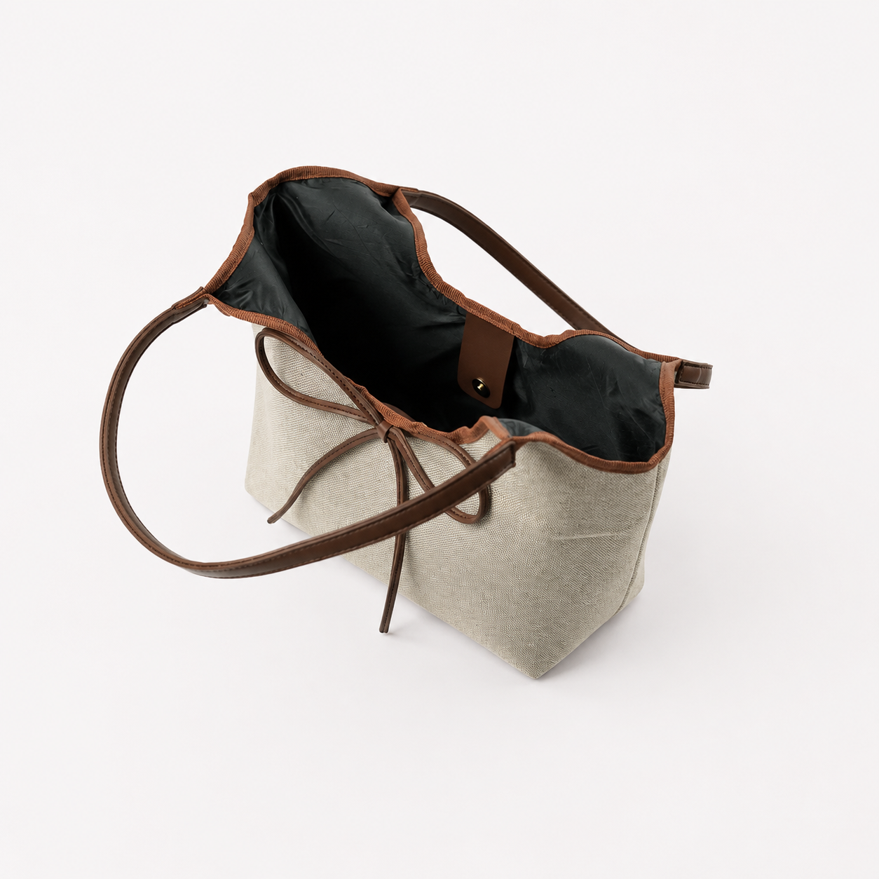 The Bow Tote Canvas Beige Bag