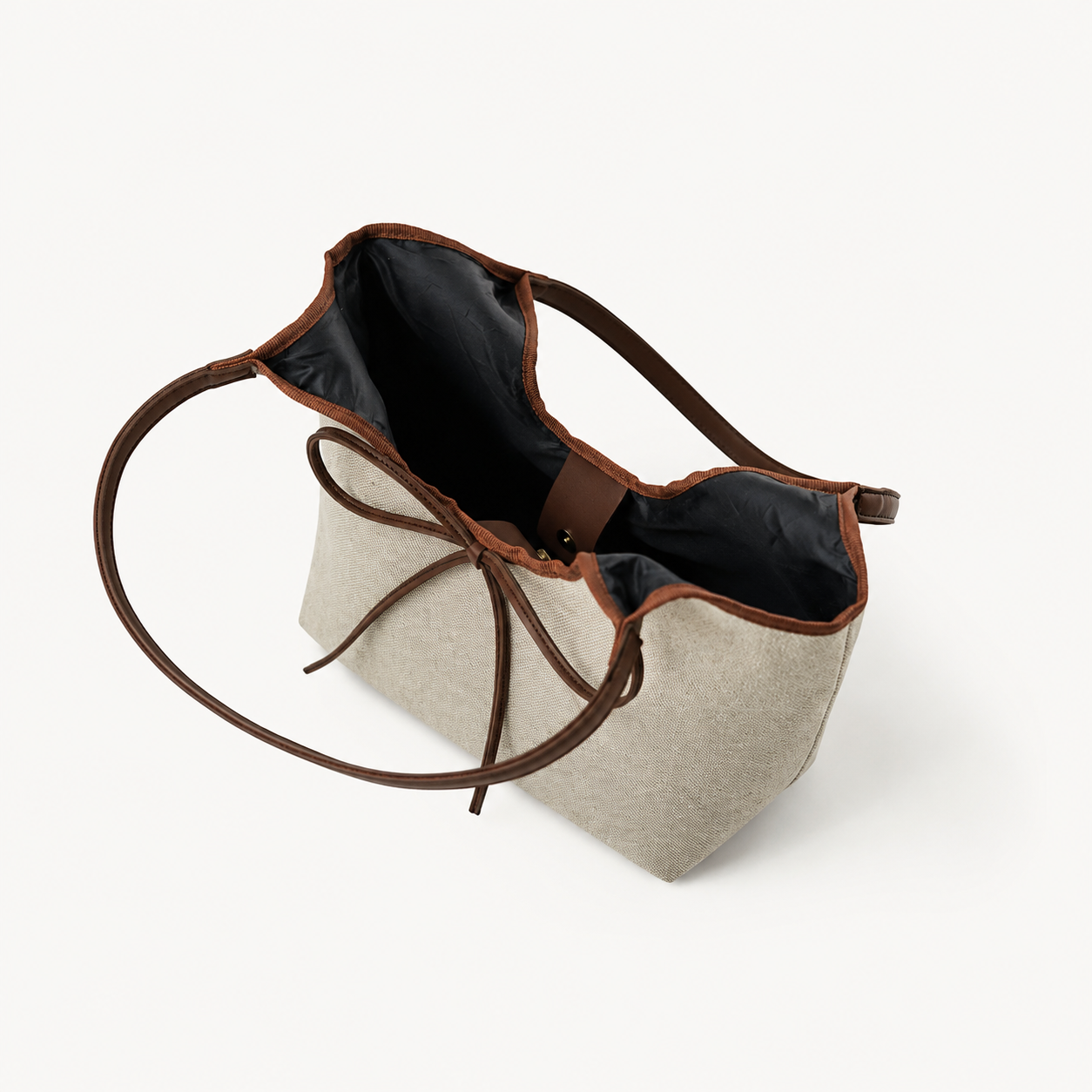 The Bow Tote Canvas Beige Bag