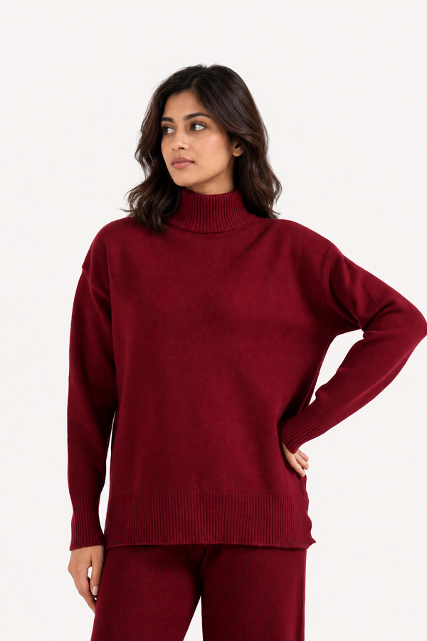 Oversized Mock Neck Knit Sweater