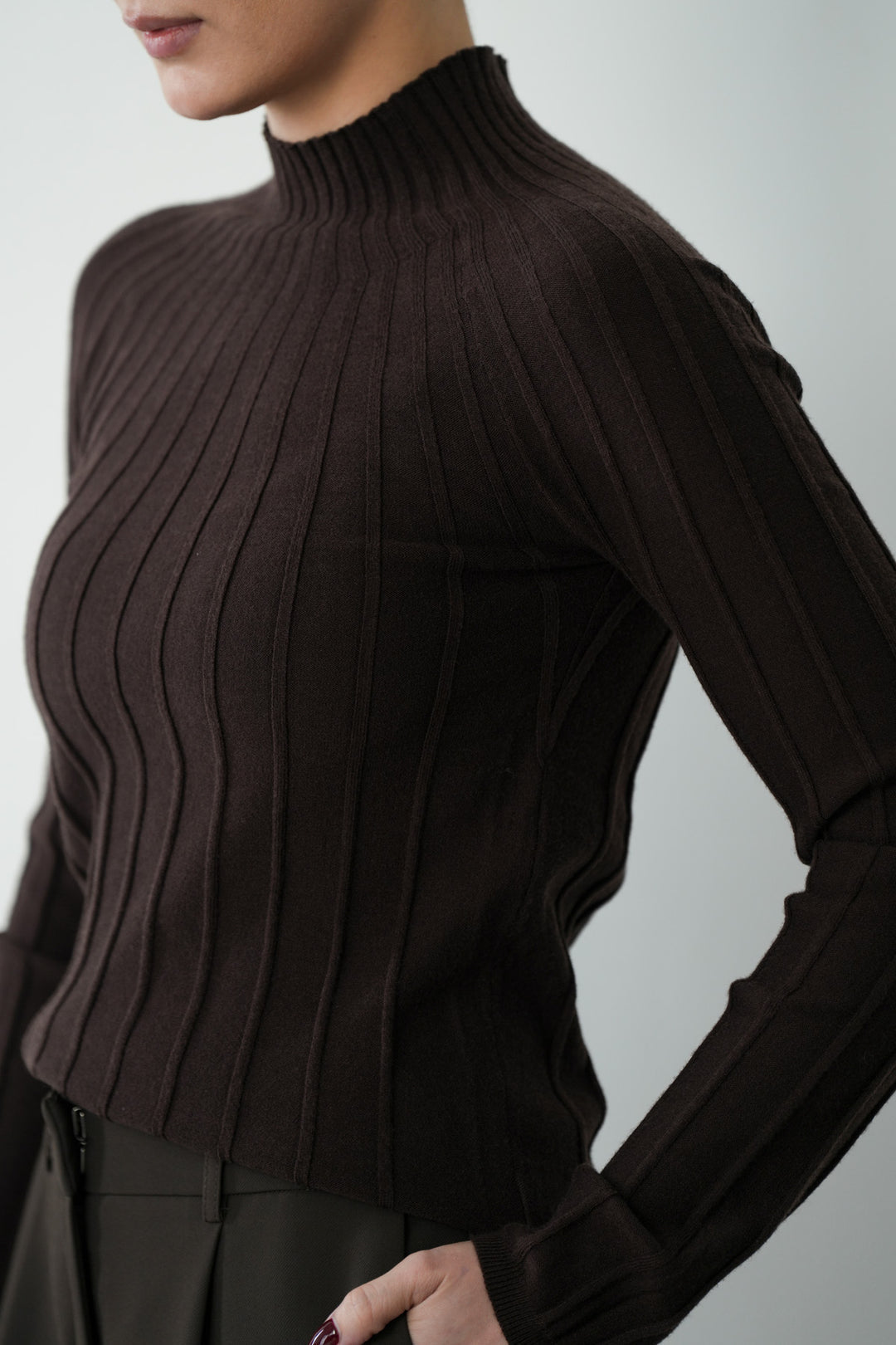 Ribbed Mock Neck Sweater