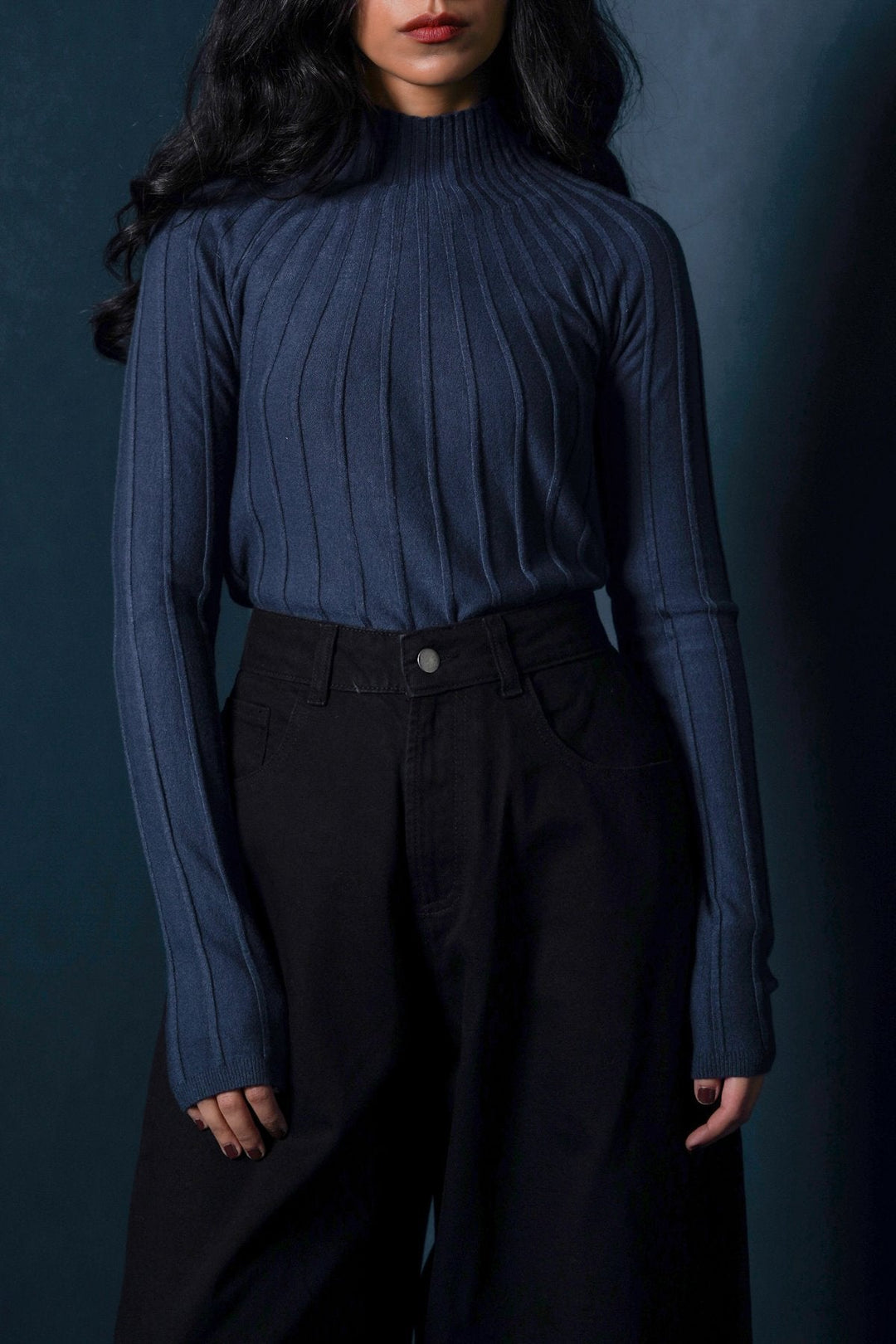 Ribbed Mock Neck Sweater